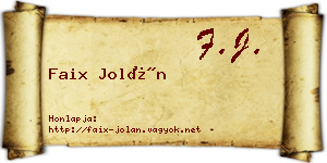 Faix Jolán névjegykártya